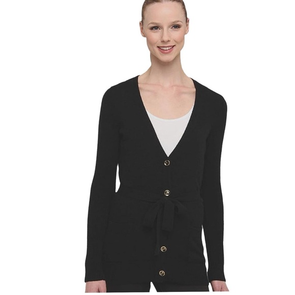 LILLY PULITZER Cashmere Cardigan Bow Buttons Black Size L - Picture 1 of 4